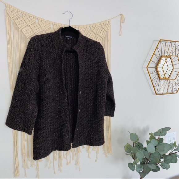 Eileen Fisher Wool Alpaca Blend Brown Cardigan - Picture 5 of 10